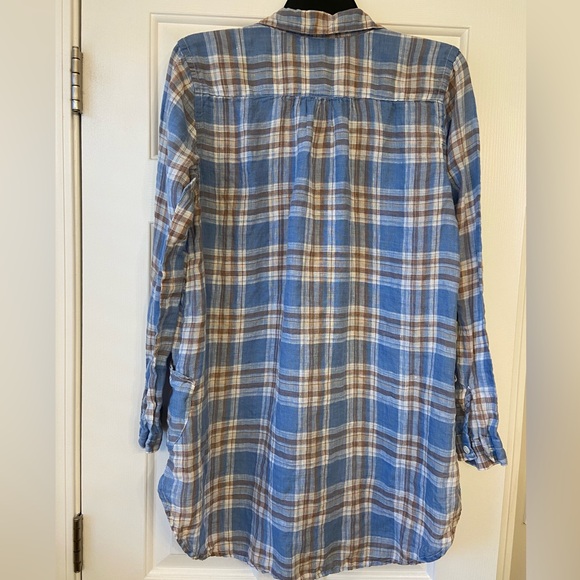 CP Shades Plaid Popover Teton Tunic Top Linen Sz X Small - Picture 12 of 12